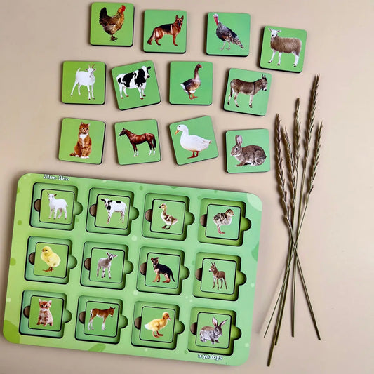 Puidust pusle-sorter "Ema ja poeg“ - Koduloomad