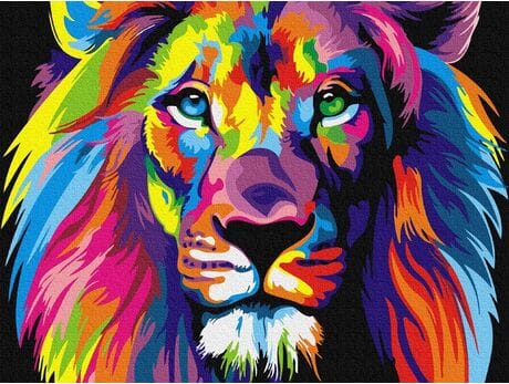 Картина по номерам - Цветной лев 30x40