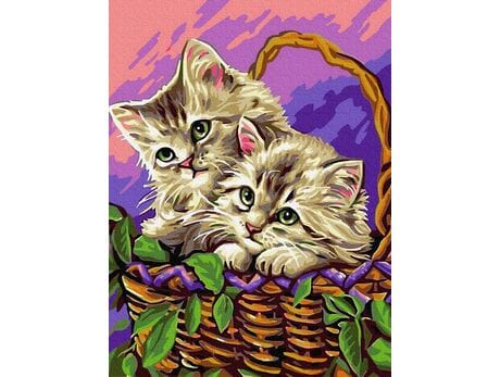 Картина по номерам - Котята в корзинке 30x40