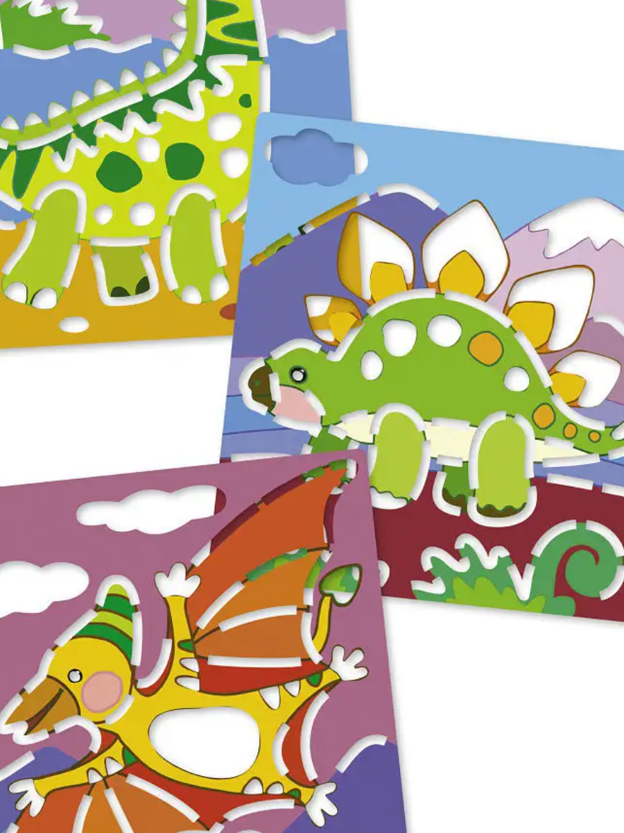 Värvimise šabloonide komplekt 2tk – Aafrika loomad ja dinosaurus