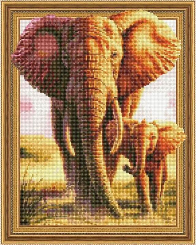 5D Teemantmosaiik - Elevandid 40x50