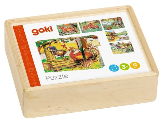 Goki Puidust Klotsid - Pusle "Talu" 6 pilti