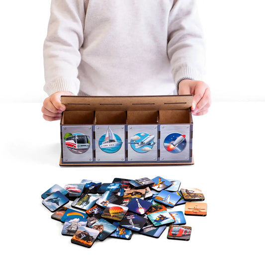 Transpordi sorteermismäng lastele - puidust õpikomplekt