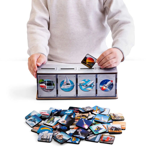 Transpordi sorteermismäng lastele - puidust õpikomplekt