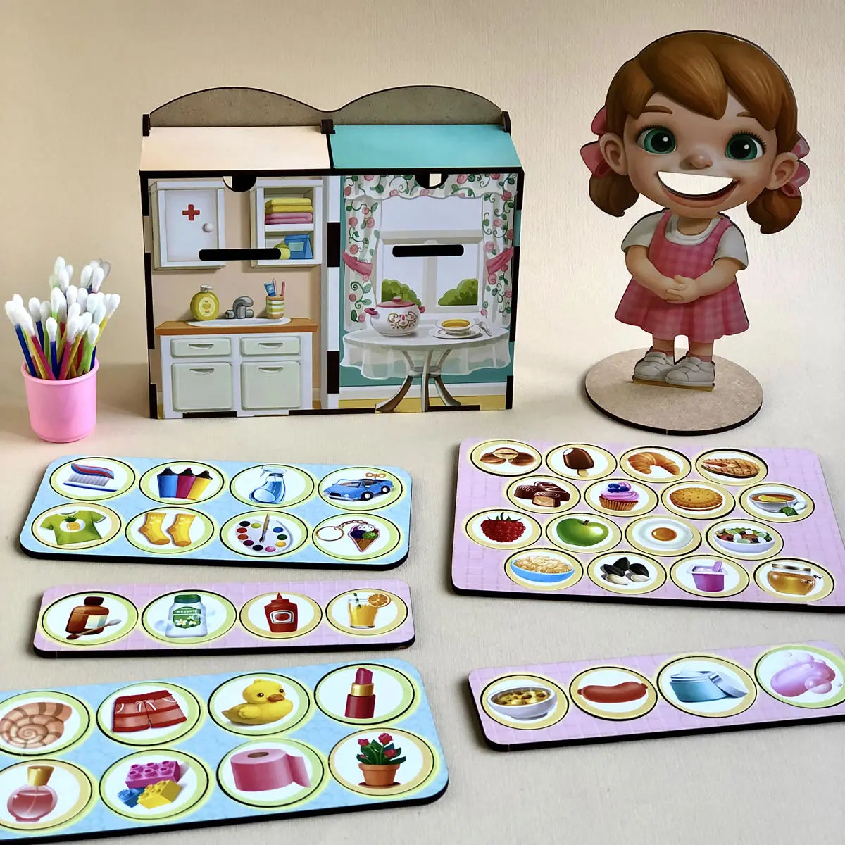 Puidust sorteerimismäng "Söödav–mitte söödav“