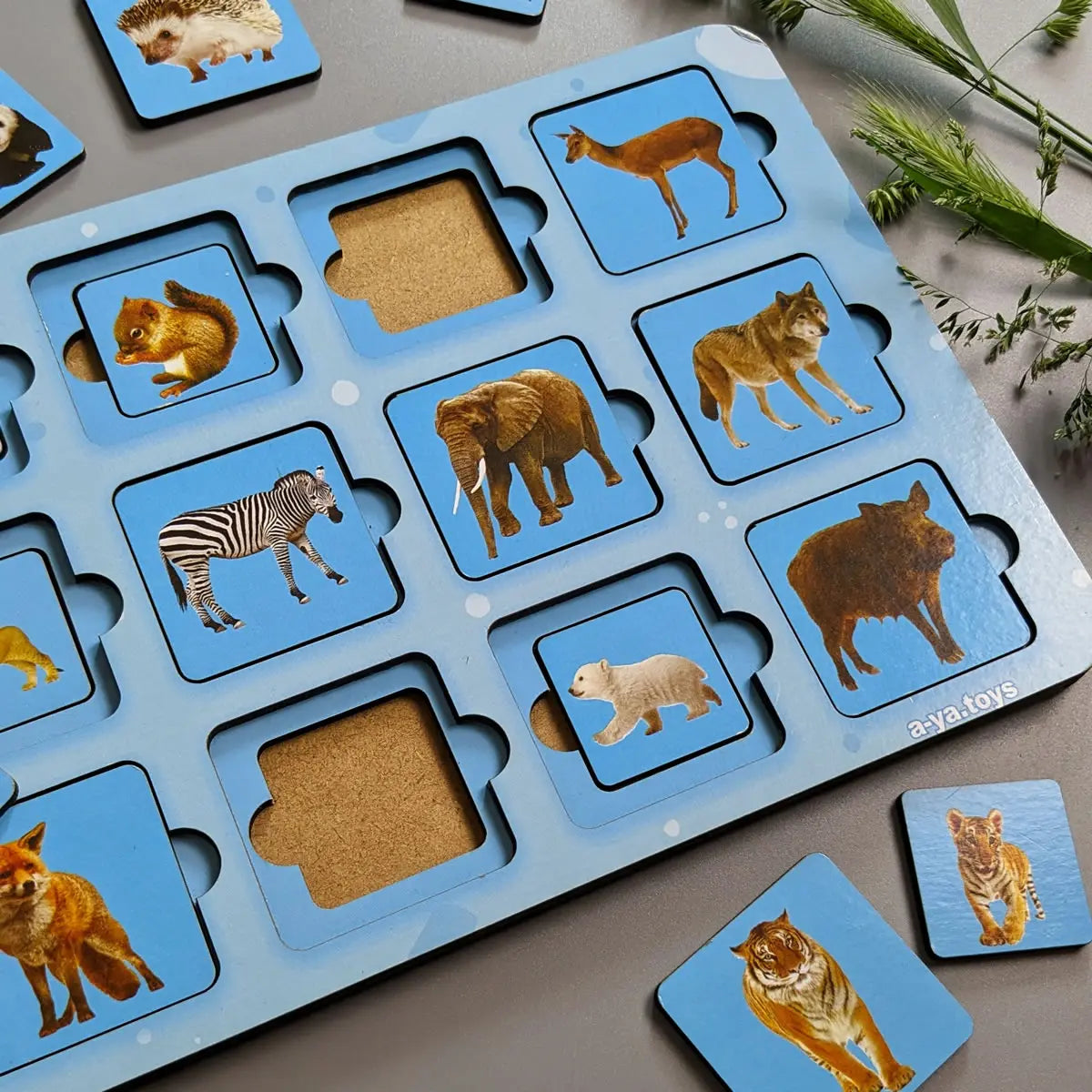 Puidust pusle-sorter "Ema ja poeg" - Metsloomad