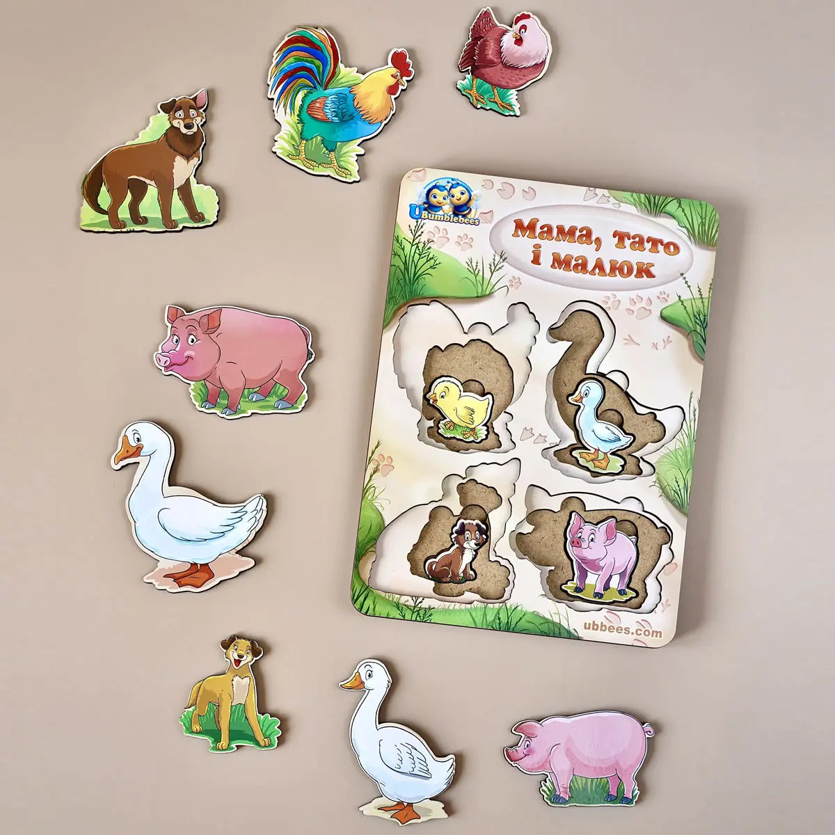 Puidust pusle "Suurem või väiksem: Loomapere - koduloomad“