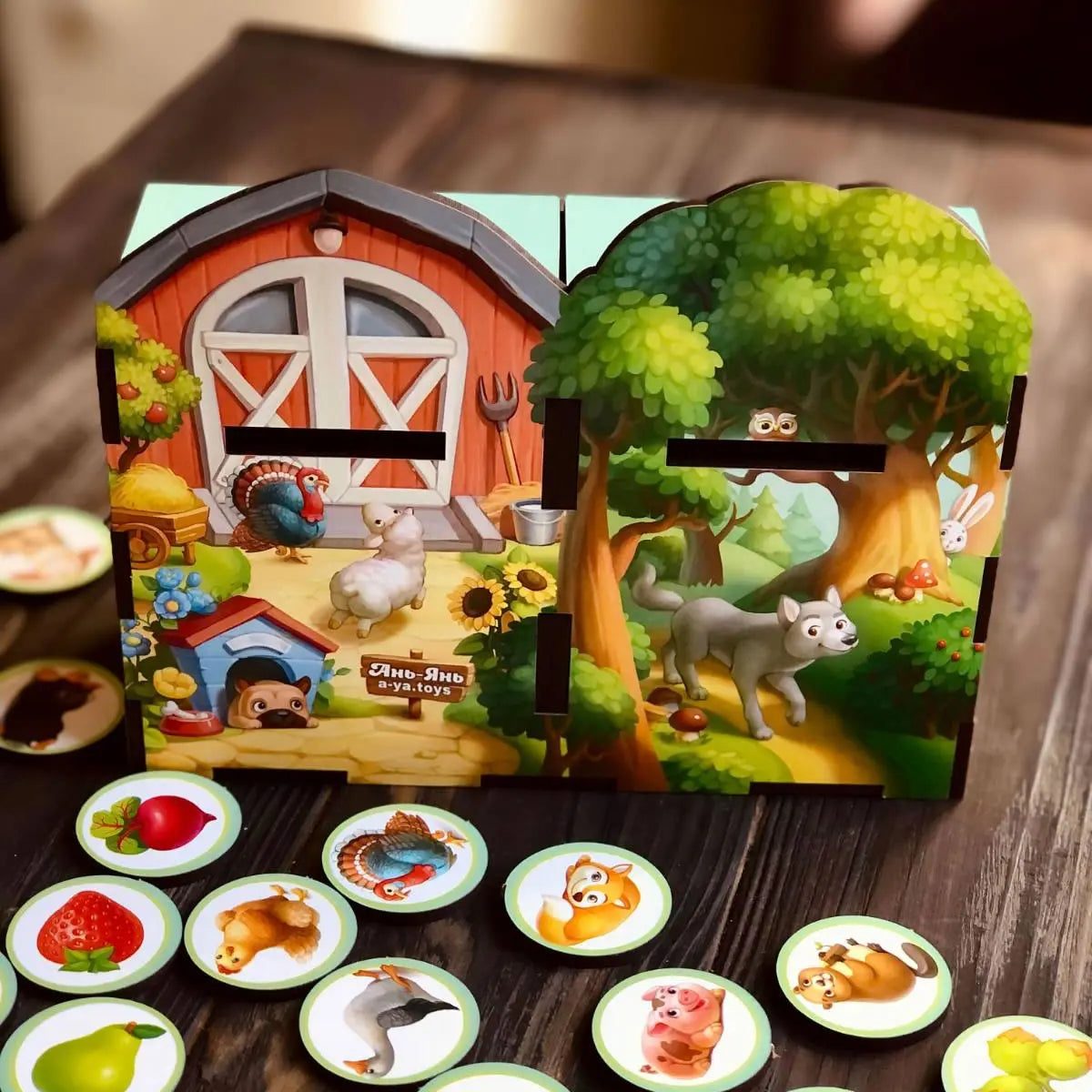 Puidust sorteermismäng "Mets- ja koduloomad“