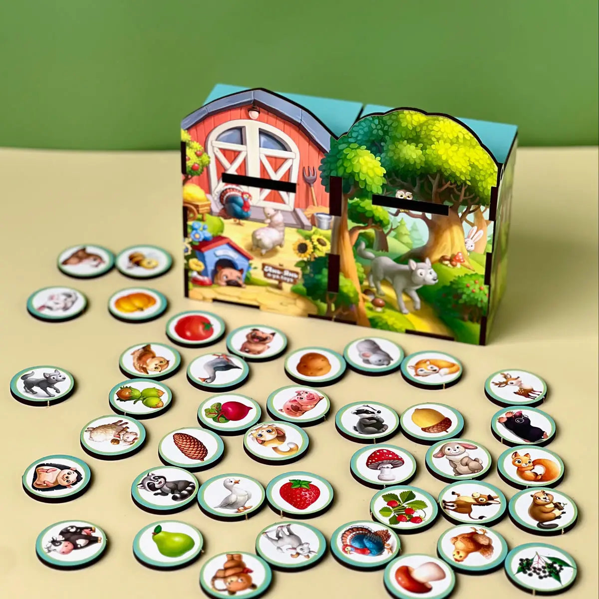 Puidust sorteermismäng "Mets- ja koduloomad“