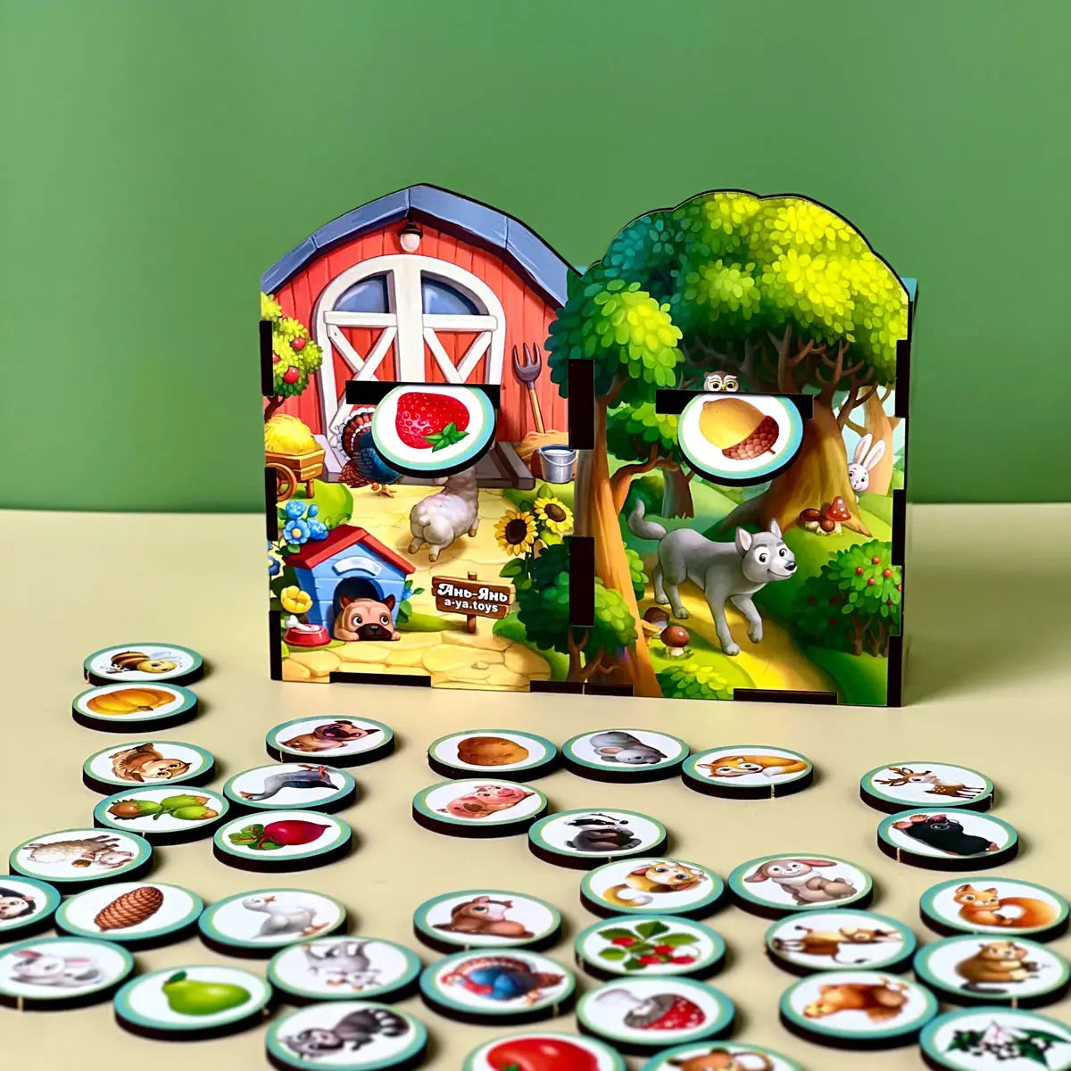 Puidust sorteermismäng "Mets- ja koduloomad“