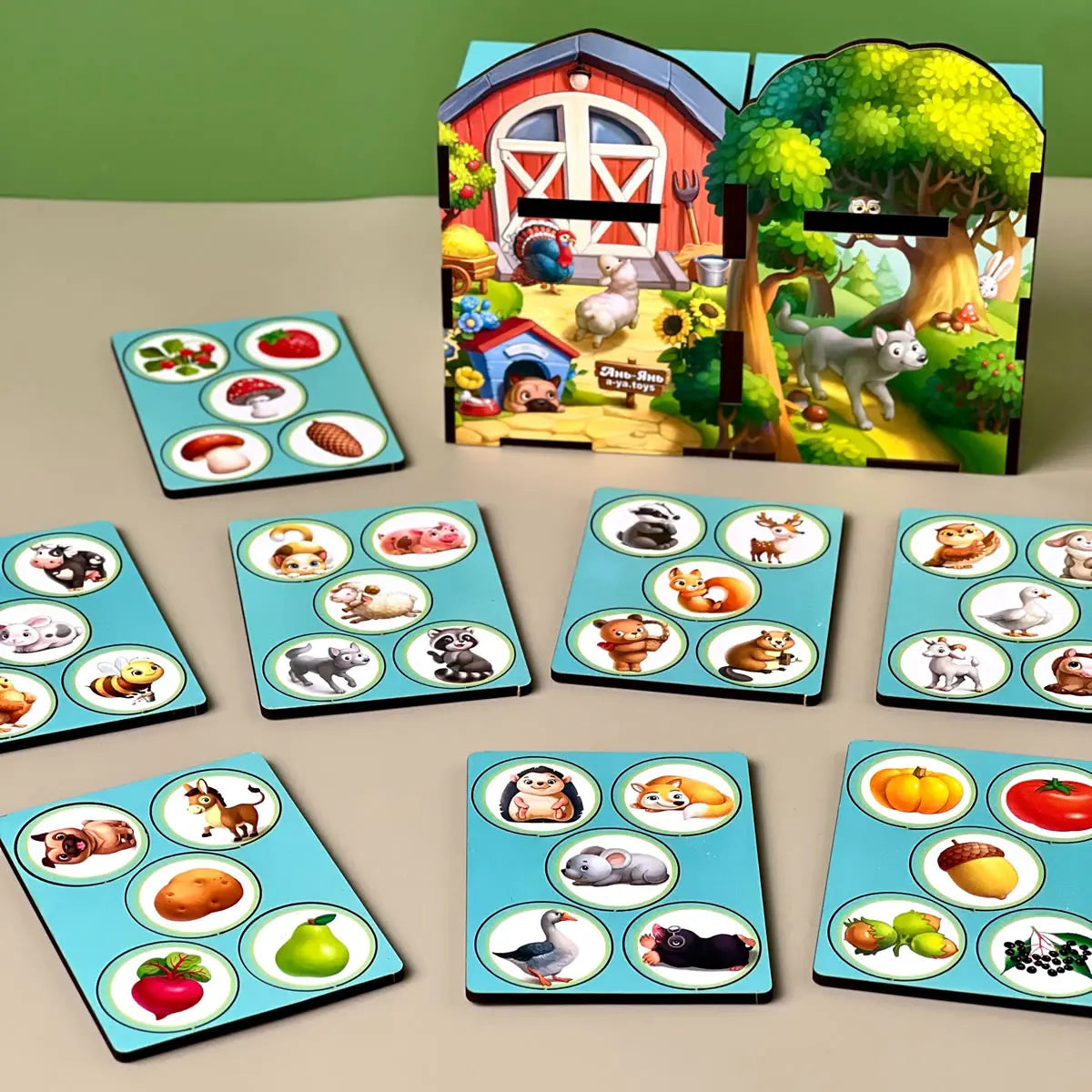 Puidust sorteermismäng "Mets- ja koduloomad“