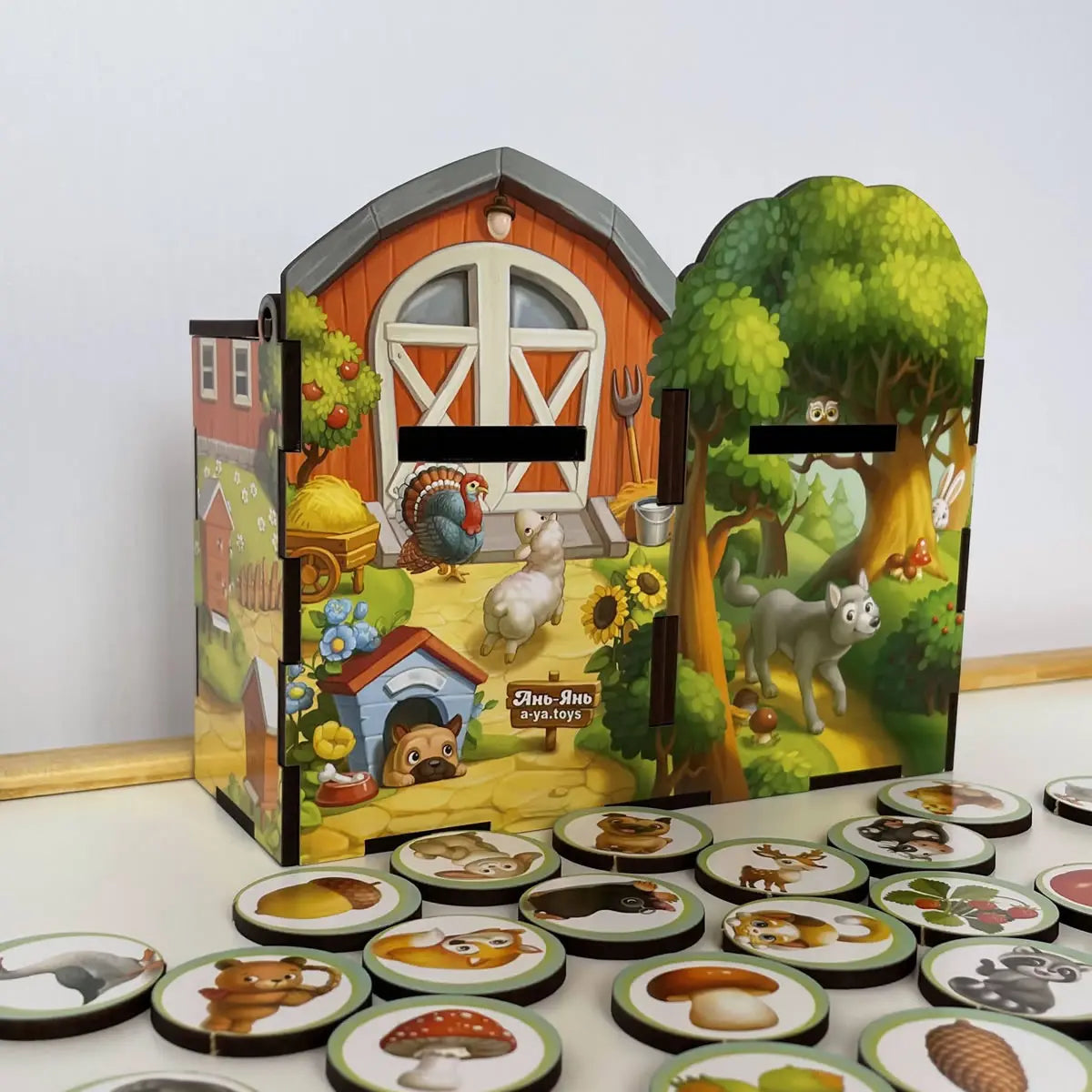 Puidust sorteermismäng "Mets- ja koduloomad“