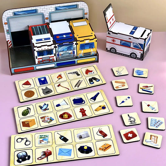 Puidust sorterimismäng "Teenindustransport“