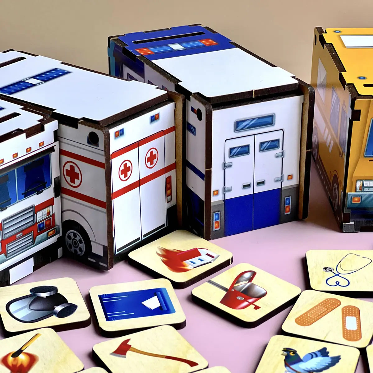 Puidust sorterimismäng "Teenindustransport“