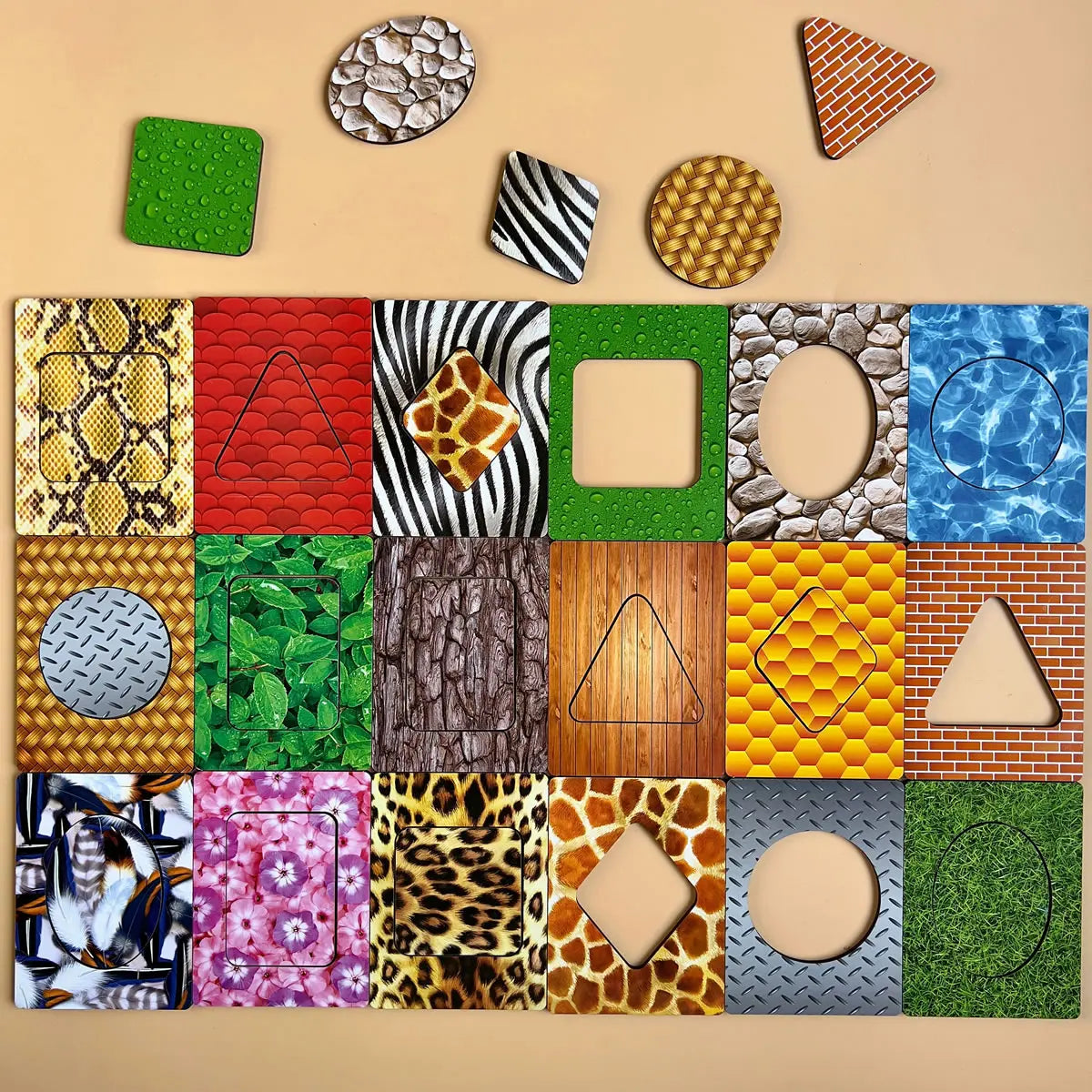 Loogiline õppemäng - Värvilised kujundid "Tekstuurid"