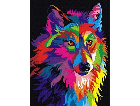 Картина по номерам - Цветной волк 30x40 