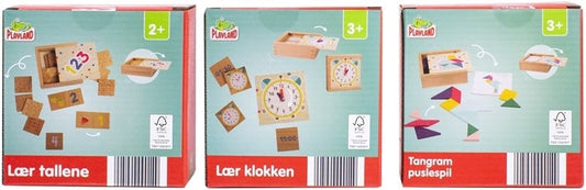 3 mängu komplekt lastele – numbrid, kell ja Tangram pusle